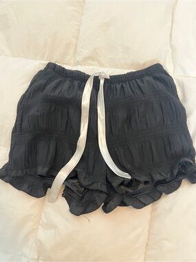 Jason Wu Black Ruffle Hem Drawstring Shorts